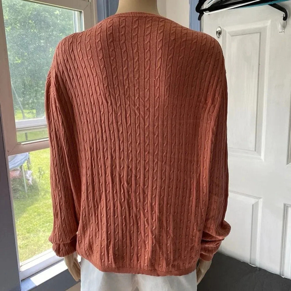 2 Fly Silk women’s L Fisherman Knit long sleeve button Up cardigan sweater Y2K - Picture 6 of 7